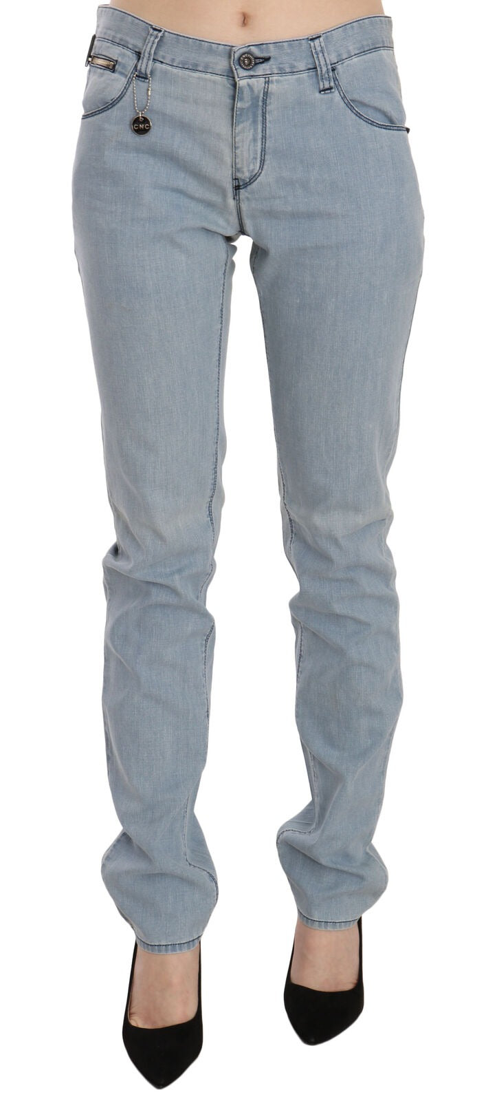 Costume National Light Blue Mid Waist Skinny Denim Jeans