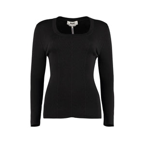 MSGM Black Cotton Wool Polyamide Sweatshirt