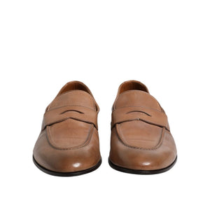 Brunello Cucinelli Brown Leather Slip-On Loafers