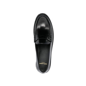 Saint Laurent Black Calfskin Slip-On Loafers