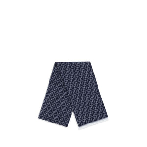 Fendi Blue Fleece Wool Scarf