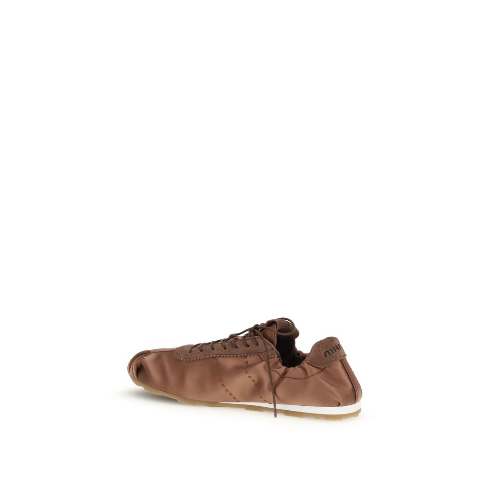 Miu Miu Brown Viscose Low Top Sneakers