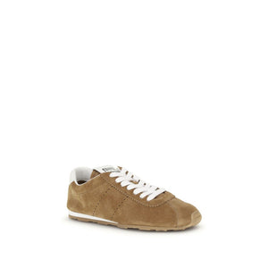 Miu Miu Brown Calf Leather Bos Taurus Athletic Sneakers