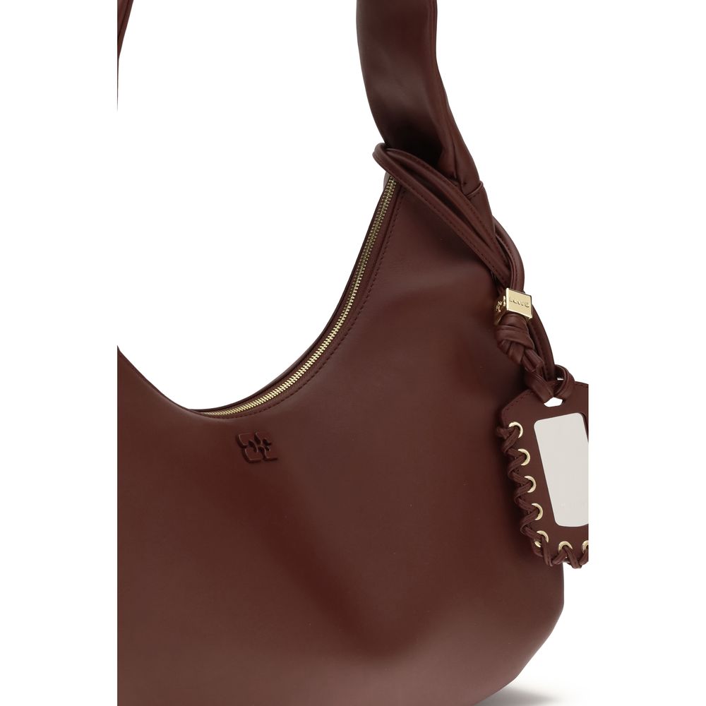 Ganni Bordeaux Recycled Leather Shoulder Bag