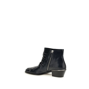 Chloé Black Calf Leather Bos Taurus Lace-Up Boots