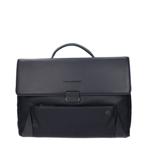Piquadro Blue Leather Business And Laptop Bag