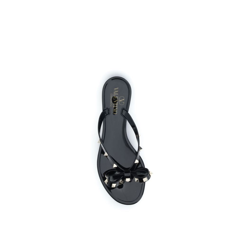 Valentino Garavani Black Pvc Flat Sandals