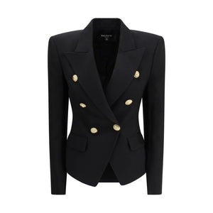 Balmain Black Wool Jackets And Coat