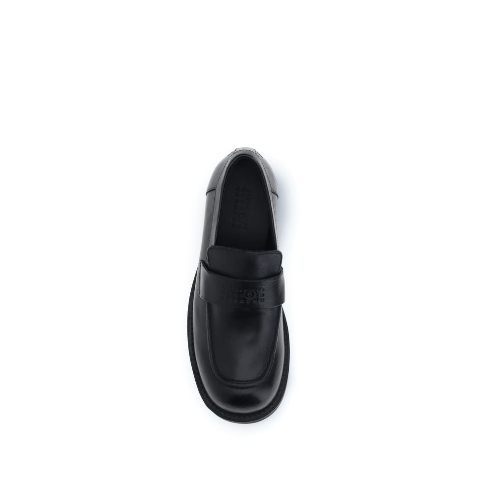 MM6 Black Calf Leather Bos Taurus Slip-On Loafers