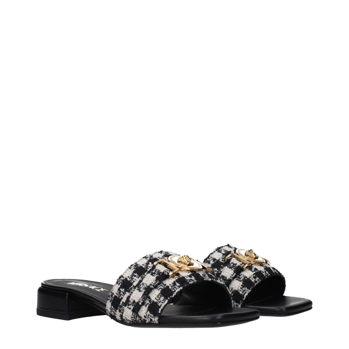 Versace Black Fabric Slippers