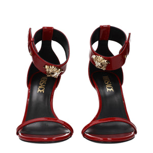 Versace Red Leather Stiletto Heel Sandals