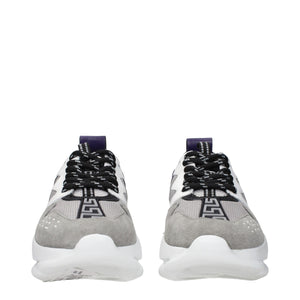 Versace Gray Leather Athletic Sneakers
