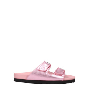 Palm Angels Pink Leather Slippers