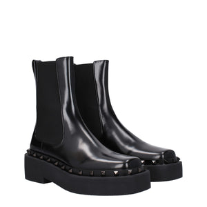 Valentino Garavani Black Leather Ankle Boots