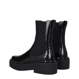Valentino Garavani Black Leather Ankle Boots