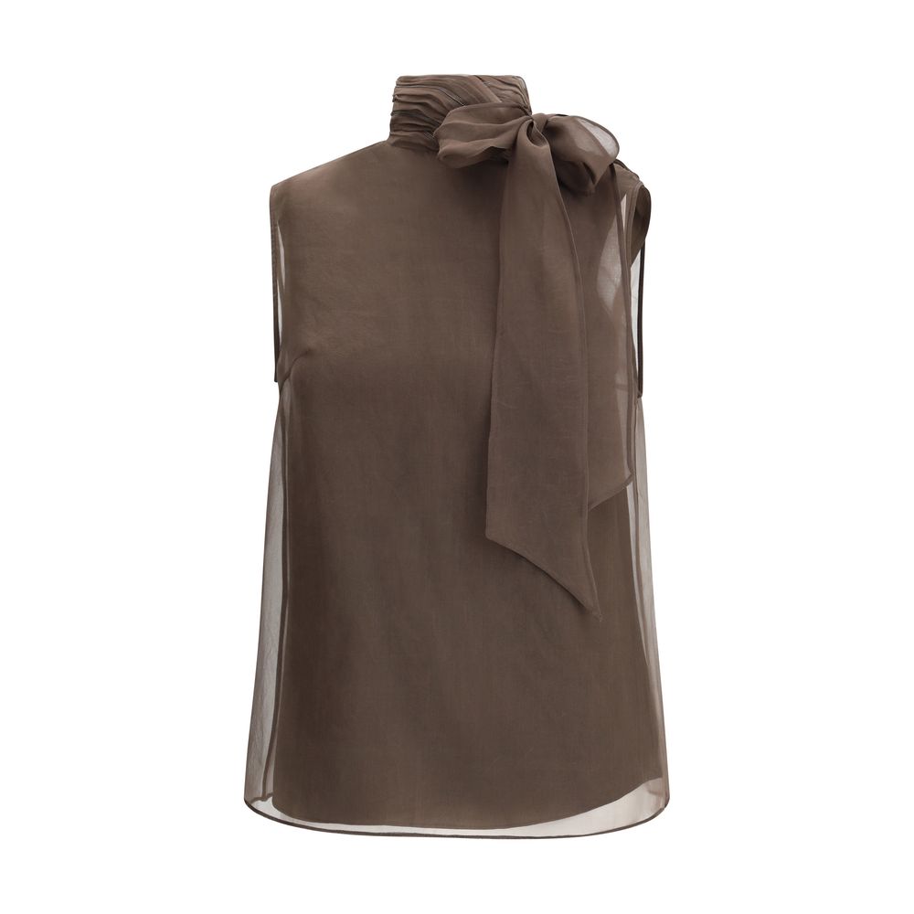 Brunello Cucinelli Brown Silk Blouse