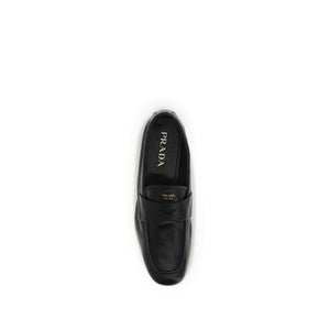 Prada Black Calf Leather Bos Taurus Slip-On Loafers