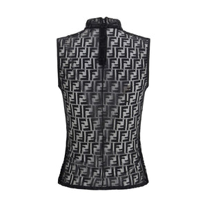 Fendi Black Polyamide Sleeveles T-Shirt
