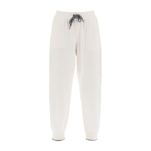 Brunello Cucinelli White Cashmere Athletic Pants