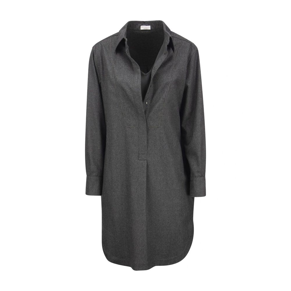 Brunello Cucinelli Gray Wool Casual Dress