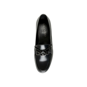 Valentino Garavani Black Leather Slip-On Loafers