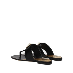 Valentino Garavani Black Calfskin Flat Sandals