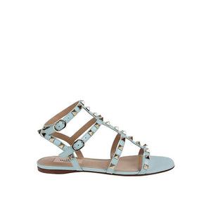 Valentino Garavani Blue Calfskin Flat Sandals