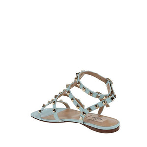 Valentino Garavani Blue Calfskin Flat Sandals