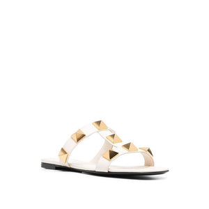 Valentino Garavani White Calfskin Flat Sandals