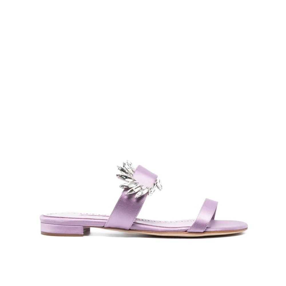 Manolo Blahnik Purple Silk Flat Sandals