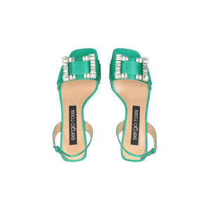 Sergio Rossi Bicolor Silk Stiletto Heel Sandals