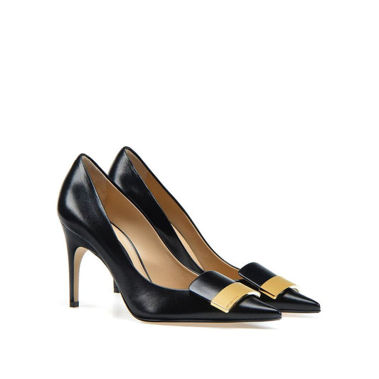 Sergio Rossi Black Calfskin High Heel Pumps