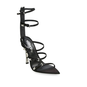 Versace Black Calfskin Stiletto Heel Sandals