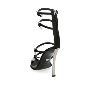 Versace Black Calfskin Stiletto Heel Sandals