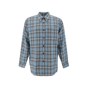 Ami Paris Blue Virgin Wool Pattern Shirt
