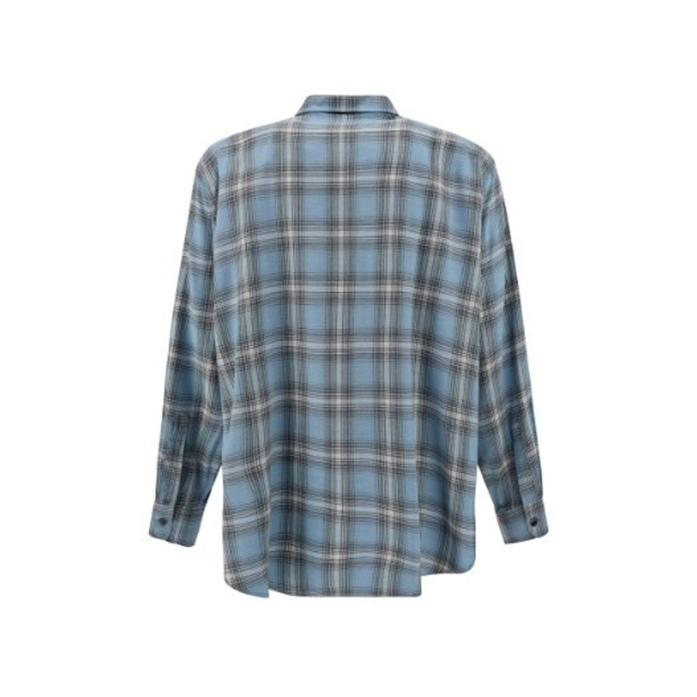 Ami Paris Blue Virgin Wool Pattern Shirt