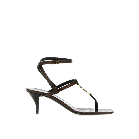 Saint Laurent Brown Calfskin Stiletto Heel Sandals