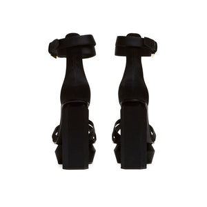 Balmain Black Silk Platform Sandals