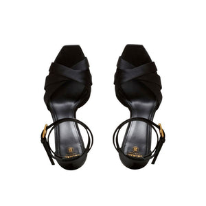 Balmain Black Silk Platform Sandals
