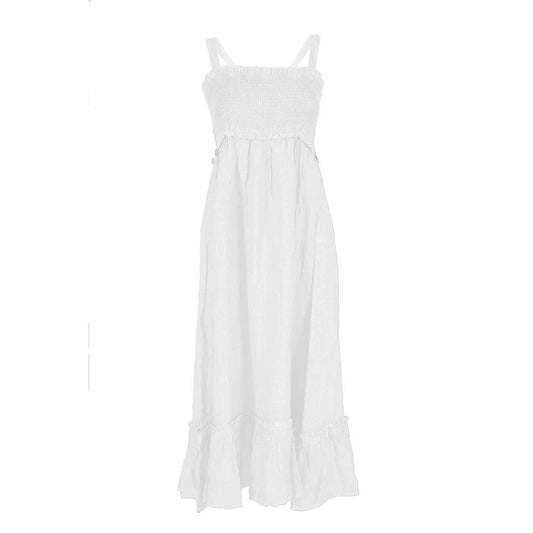 Yes Zee White Linen Casual Dress