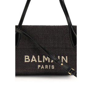 Balmain Black Raffia Shoulder Bag