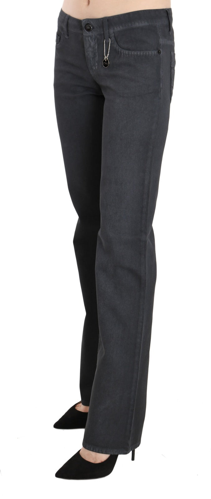 Costume National Gray Low Waist Straight Denim Pants Jeans