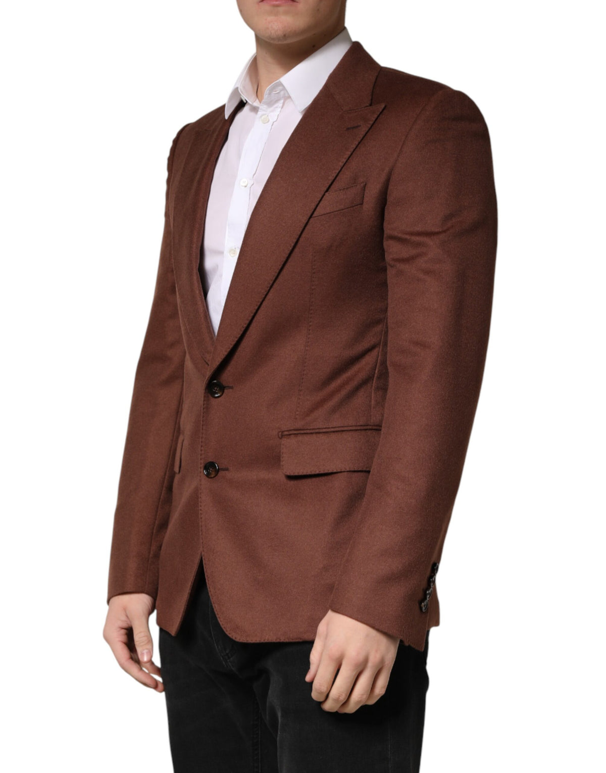 Dolce & Gabbana Brown Cashmere Single Breasted Jacket Blazer