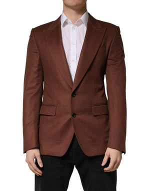 Dolce & Gabbana Brown Cashmere Single Breasted Jacket Blazer