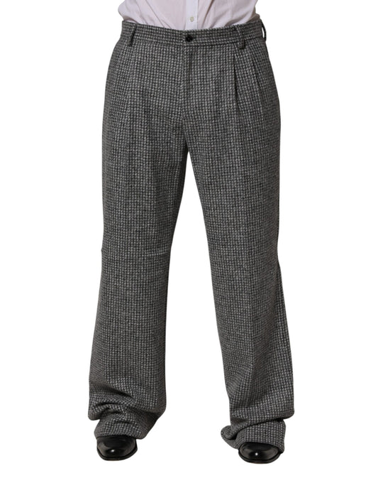 Dolce & Gabbana Gray Houndstooth Straight Dress Trouser Pants