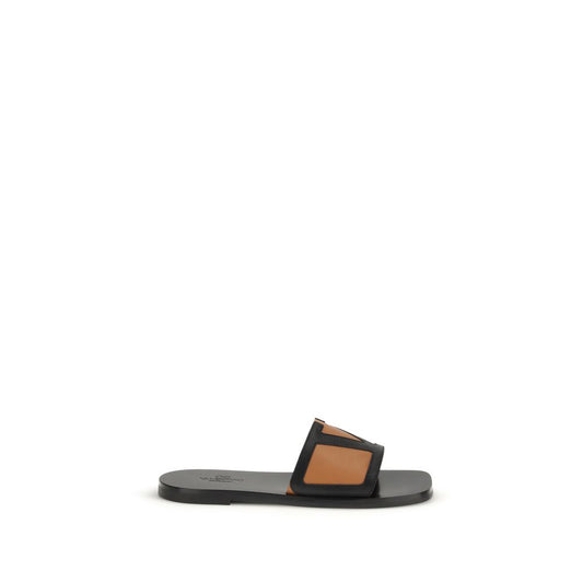 Valentino Garavani Black Calf Leather Bos Taurus Sandals