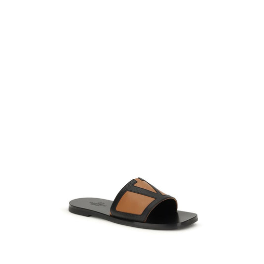 Valentino Garavani Black Calf Leather Bos Taurus Sandals