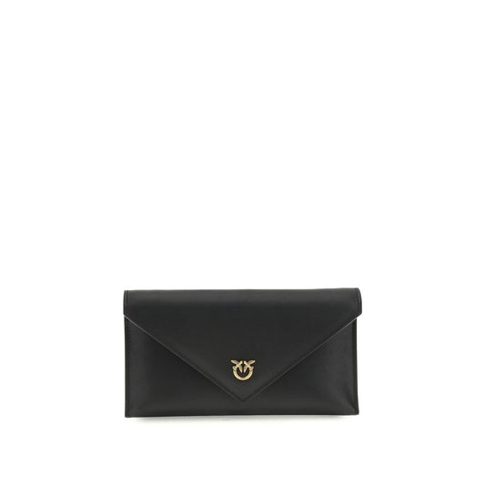 PINKO Black Calf Leather Bos Taurus Clutch Bag