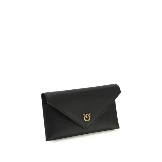 PINKO Black Calf Leather Bos Taurus Clutch Bag