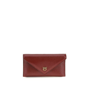PINKO Bordeaux Calf Leather Bos Taurus Clutch Bag